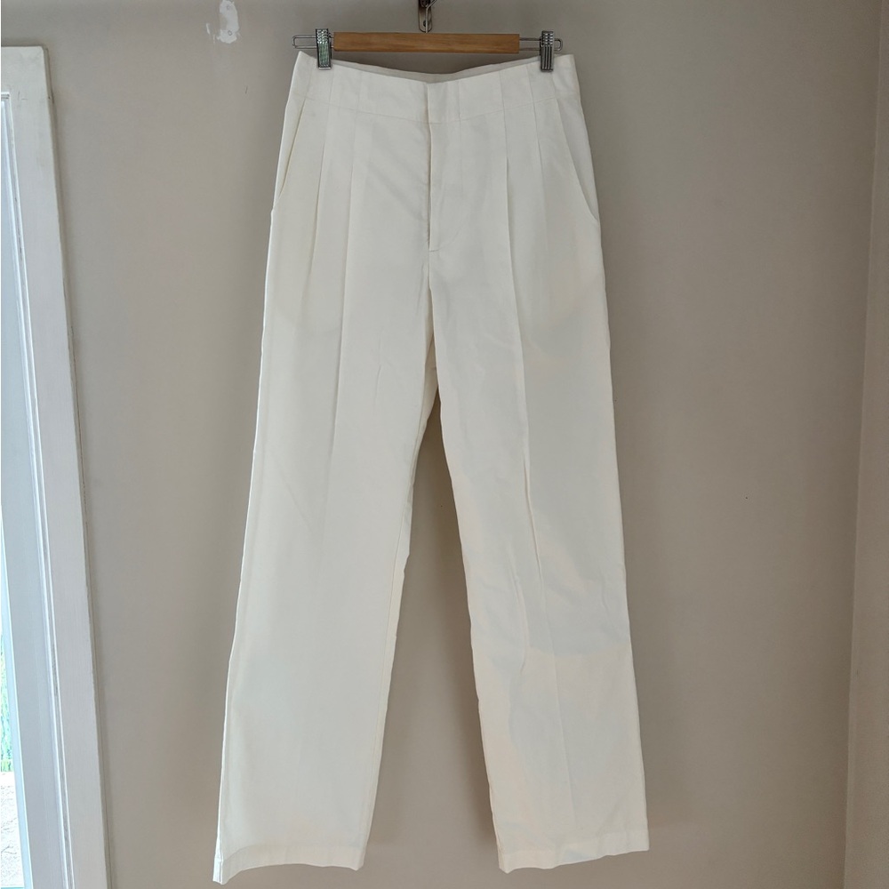 Horses Atelier NWT white 100% cotton pleat front pants Brand size 2